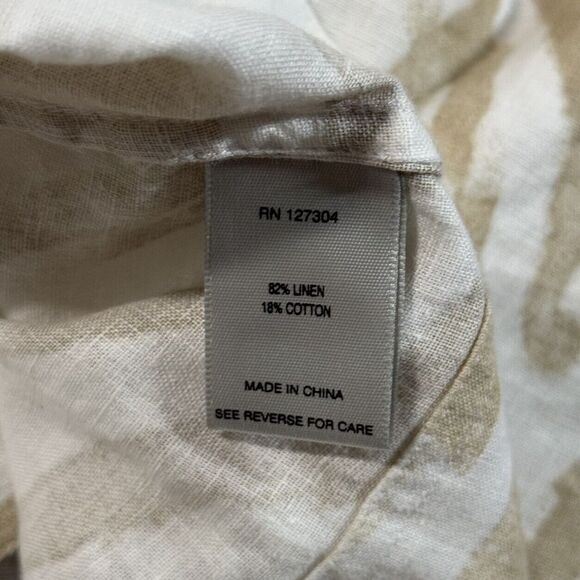 John Mark Women's Size 1X Zebra Print Button Up‎ Cinched Sleeve Shirt Top Linen - Picture 9 of 10